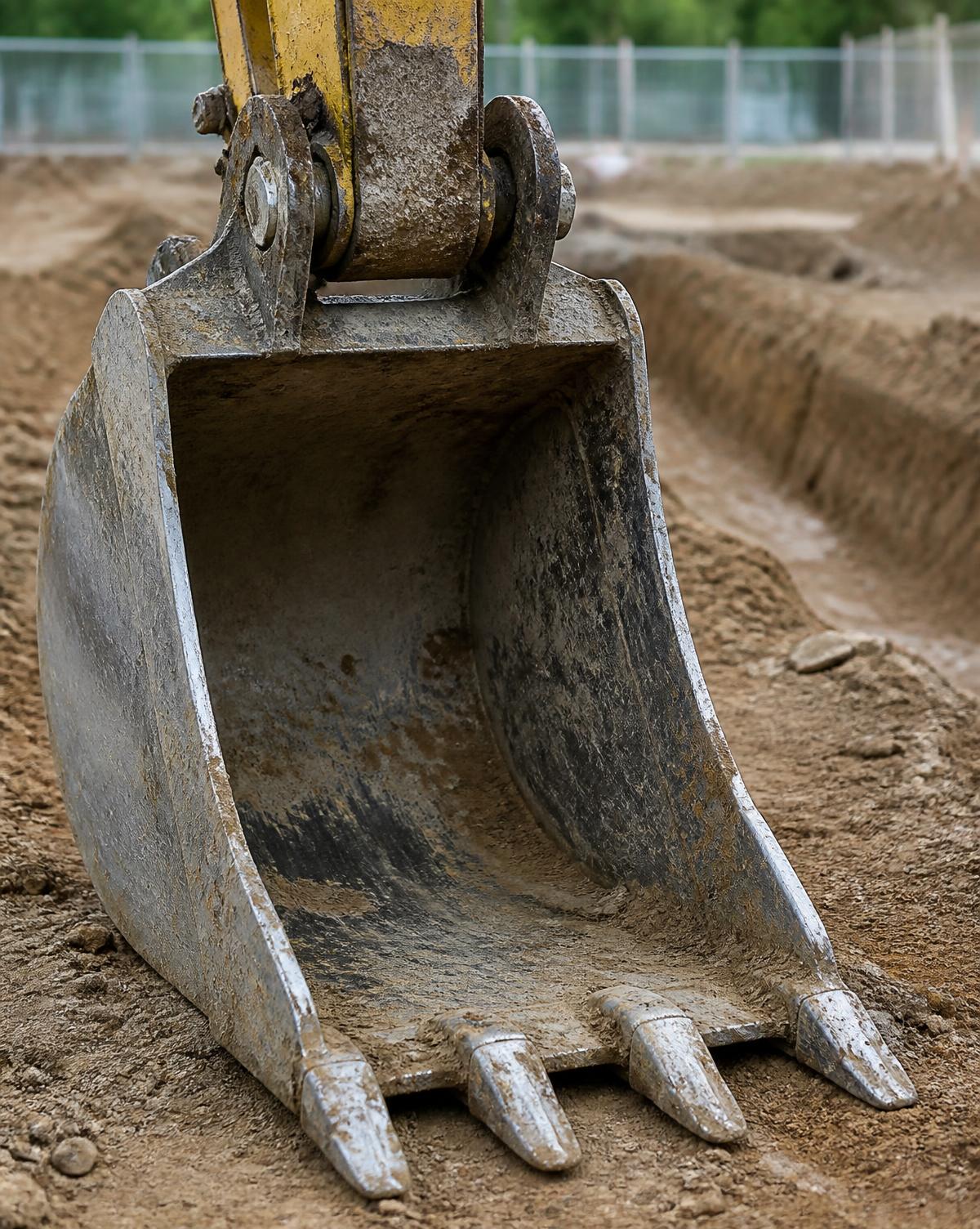 Detalhe de balde de escavadora